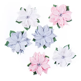Poinsecje papierowe 5 cm, 6 szt. frosty pastels - Scrapbooking - miniaturka - grafika 1
