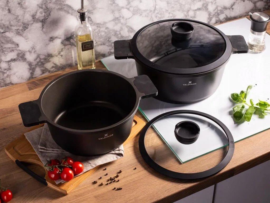Zestaw 2 garnków 4,5/6 l garnki indukcja gaz Valdinox Expert 24/28 cm