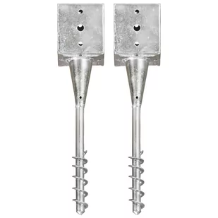 Vida Kołki gruntowe 2 szt. srebrne 12 x 12 x 56 cm stal V-145443 - Akcesoria do ogrodzeń - miniaturka - grafika 1