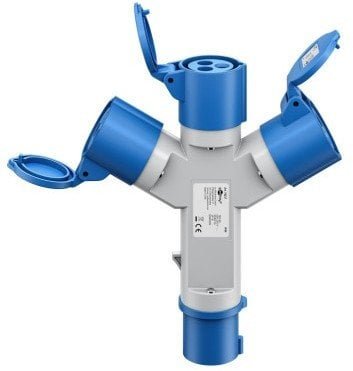 Goobay Adapter CEE, wtyczka CEE do 3x gniazda CEE - Połączenie typu gniazdo kombinowane CEE + 2x gniazdo styku ochronnego