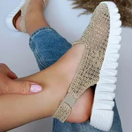 Sandały damskie - Beżowe plecione sandały, buty damskie T.Sokolski 806 - miniaturka - grafika 1