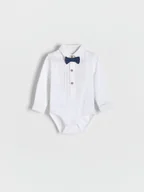 Body - Reserved - Eleganckie body z muchą - biały - miniaturka - grafika 1