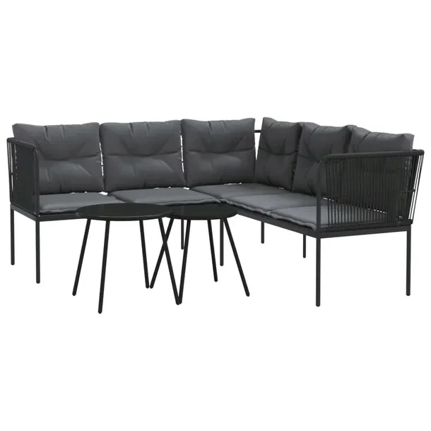 Zestaw wypoczynkowy ogrodowy L 176 x 175 x 75 cm, czarny, antracytowe podus