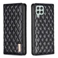 Etui i futerały do telefonów - Do Samsung Galaxy A22 4G Diamond Lattice Magnetyczne skórzane etui na telefon z klapką Czarny - miniaturka - grafika 1