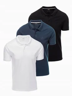 T-shirt polo bawełniany zestaw czarny/granatowy/biały OM-POBS-0133 V1 XL - Koszulki męskie - miniaturka - grafika 1