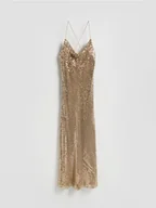 Sukienki - Reserved - Błyszcząca sukienka maxi - złoty - miniaturka - grafika 1