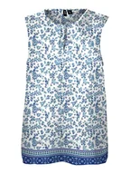 Koszulki i topy damskie - VERO MODA Vmmilan Sl Button WVN Top damski, Dazzling Blue/Aop:mira, S - miniaturka - grafika 1