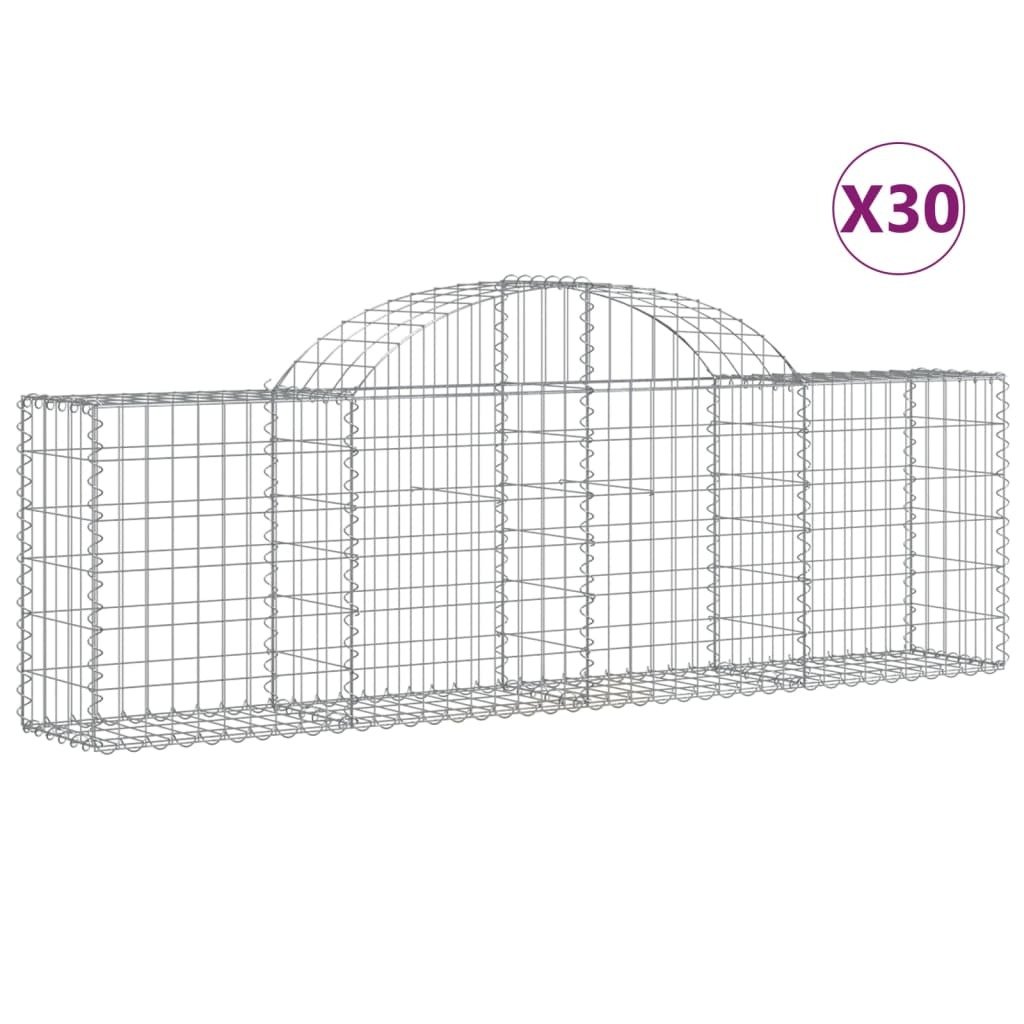 vidaXL Gabiony z wysokim łukiem 30 sztuk 200x30x60/80 cm Ocynkowane żelazo