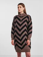 Sukienki - YAS Sukienka dzianinowa 26030801 Brązowy Regular Fit - miniaturka - grafika 1