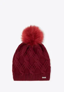 Damska czapka zimowa z pomponem bordowa - Czapki damskie Damska czapka zimowa z pomponem bordowa - Czapki damskie - miniaturka - grafika 1