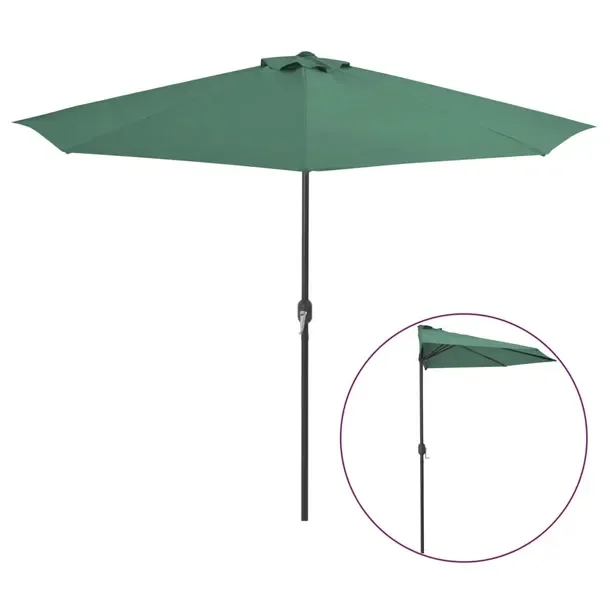 Półokrągły Parasol Balkonowy UV, Zielony, 300x155x223cm, Aluminiowy Sł