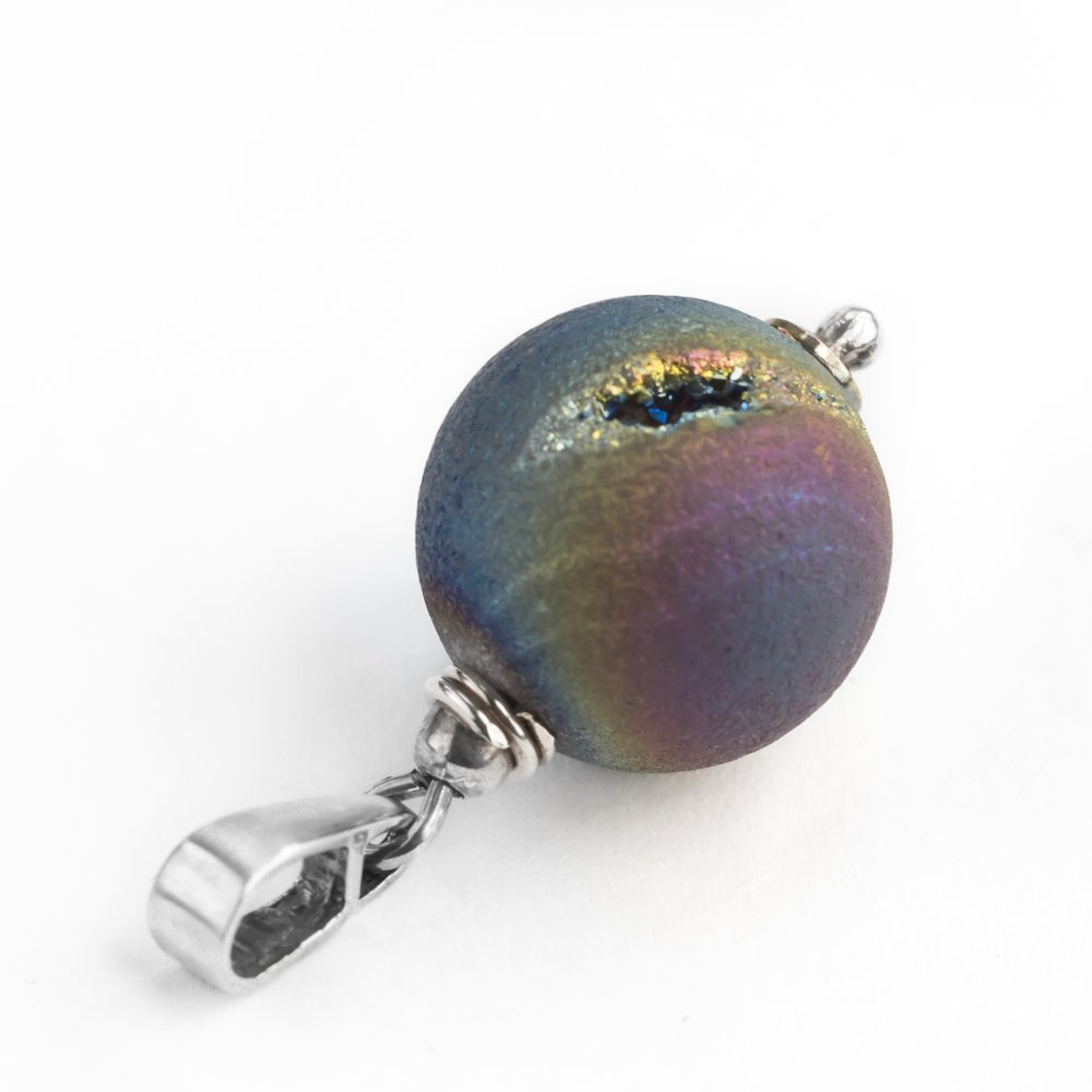 Wisior Agat druzy 15mm, srebro 925 oksydowane / JG. Projekt