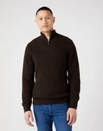Swetry męskie - Wrangler Half Zip Knit Męski Sweter Rozpinany Delicioso Brown W8D0Pjh38-L - miniaturka - grafika 1