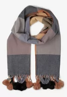 Apaszki i szaliki damskie - Brązowy Prostokątny Szalik z Kolorowymi Pomponami Komo - miniaturka - grafika 1
