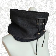 Apaszki i szaliki męskie - Komin męski - czarny wełniany z regulacją - miniaturka - grafika 1