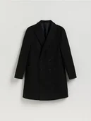 Płaszcze męskie - Reserved - Płaszcz z domieszką wełny - czarny - miniaturka - grafika 1