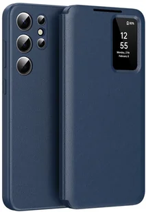 Etui z klapką skórzane Supero Smart View do Samsung Galaxy S24 Ultra, granatowe - Etui i futerały do telefonów - miniaturka - grafika 1