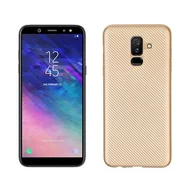Etui i futerały do telefonów - NoName Etui Carbon Fiber Samsung A6 Plus 2018 złoty/gold - miniaturka - grafika 1