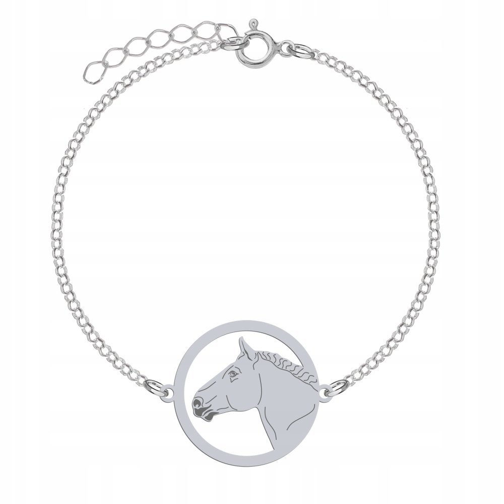 Bransoletka Srebrna z Koń Belgijski 925 Łańcuszek Biżuteria Prezent GRAWER