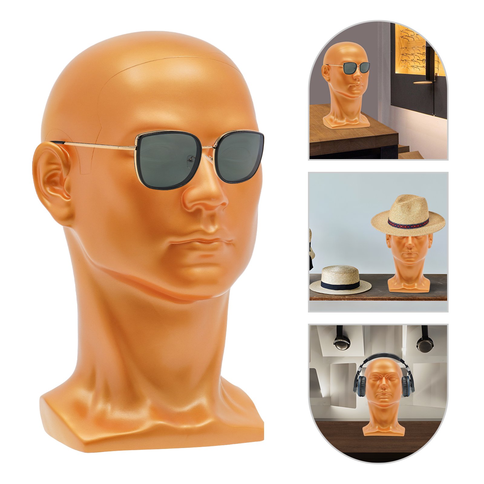 Obwód głowy manekina 50 cm Model głowy mężczyzny Wyświetlacz głowy (złoty)