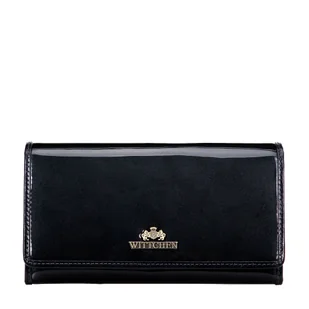 Portfel damski ze skóry lakierowanej duży ciemny szary - Portfele Portfel damski ze skóry lakierowanej duży ciemny szary - Portfele - miniaturka - grafika 1