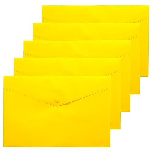 eco-eco A4+ przezroczysty portfel na zatrzaski z recyklingu, w 50% z recyklingu, plastikowe foldery (5 sztuk), żółty, eco035YELLOW