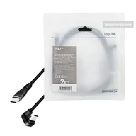Kable USB - LogiLink USB-C 2.0m w oplocie kątowy czarny - miniaturka - grafika 1