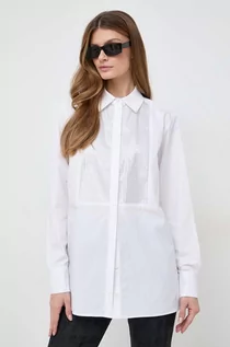 Koszule damskie - Karl Lagerfeld koszula bawełniana damska kolor biały relaxed z kołnierzykiem klasycznym - grafika 1