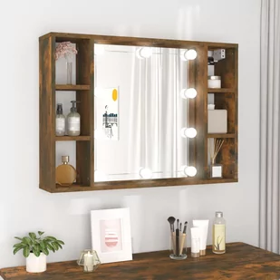 Lumarko Szafka z lustrem i LED, przydymiony dąb, 76x15x55 cm - Toaletki - miniaturka - grafika 1