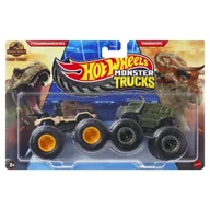 Samochody i pojazdy dla dzieci - Hot Wheels Monster Trucks Dwupak Ciężarówek 2-Pak Autek Samochodzików Tyrannosaurus Rex & Triceratops - miniaturka - grafika 1
