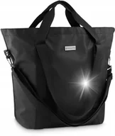 Torby i wózki na zakupy - Torebka damska na ramię czarna pojemna torba shopper duża podróżna - miniaturka - grafika 1