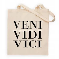 Torebki damskie - Torba EKO Beżowa Bawełniana VENI VIDI VICI Shopper Hell Trylogia Book Wzory - miniaturka - grafika 1