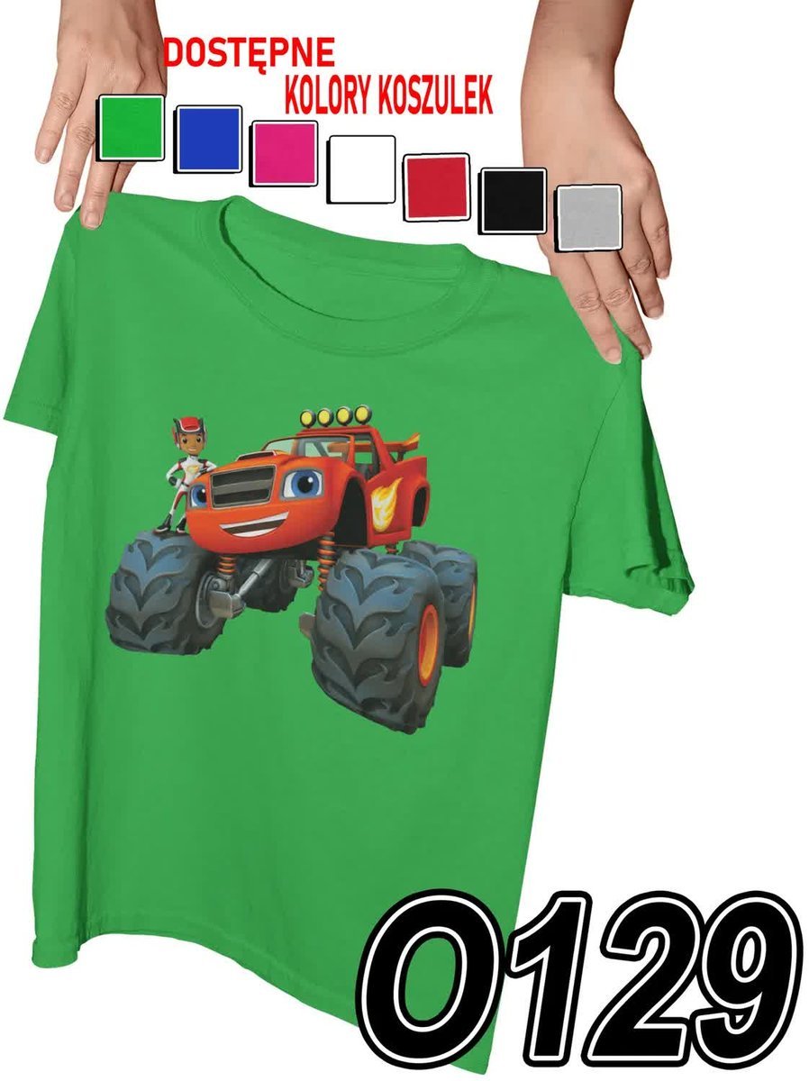 Koszulka Dziecięca Z Nadrukiem Blaze Megamaszyny Bajki Auta - M 134-140