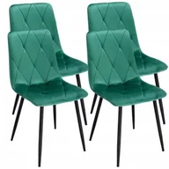 Krzesła - Krzesło tapicerowane, pikowane, welur, zestaw 4 krzeseł, 44x52x89 cm, zielony - miniaturka - grafika 1