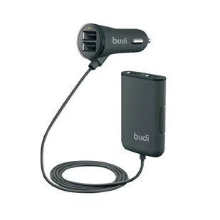Budi - Ładowarka samochodowa 4x USB, 41W + rozdzielacz na kablu 1,8m (Czarny) - Ładowarki do telefonów - miniaturka - grafika 2