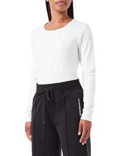 Emporio Armani Damska koszulka z długim rękawem Essential Studs z logo, Pale Cream, M - Koszulki i topy damskie - miniaturka - grafika 1