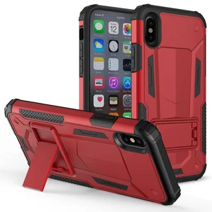 Zizo Hybrid Transformer Cover Pancerne etui iPhone X z podstawką (Red/Black) - Etui i futerały do telefonów - miniaturka - grafika 1