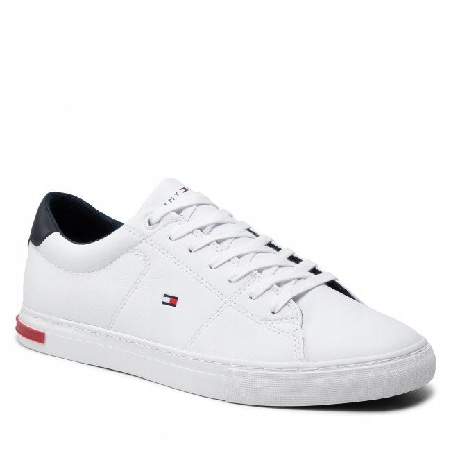 TOMMY HILFIGER ESSENTIAL TRAMPKI MĘSKIE SKÓRZANE BIAŁE 40 1J0A