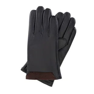 Męskie rękawiczki ocieplane ze skóry czarno - brązowe - Rękawiczki Męskie rękawiczki ocieplane ze skóry czarno - brązowe - Rękawiczki - miniaturka - grafika 1