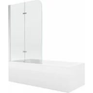 Wanny - Mexen Cubik wanna prostokątna 160 x 70 cm z obudową i parawanem 2-skrzydłowym 100 cm, transparent, chrom - miniaturka - grafika 1