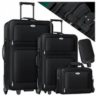 Walizki - ZESTAW WALIZEK PODRÓŻNYCH NA KÓŁKACH 4 CZĘŚCIOWY KESSER CZARNE - miniaturka - grafika 1
