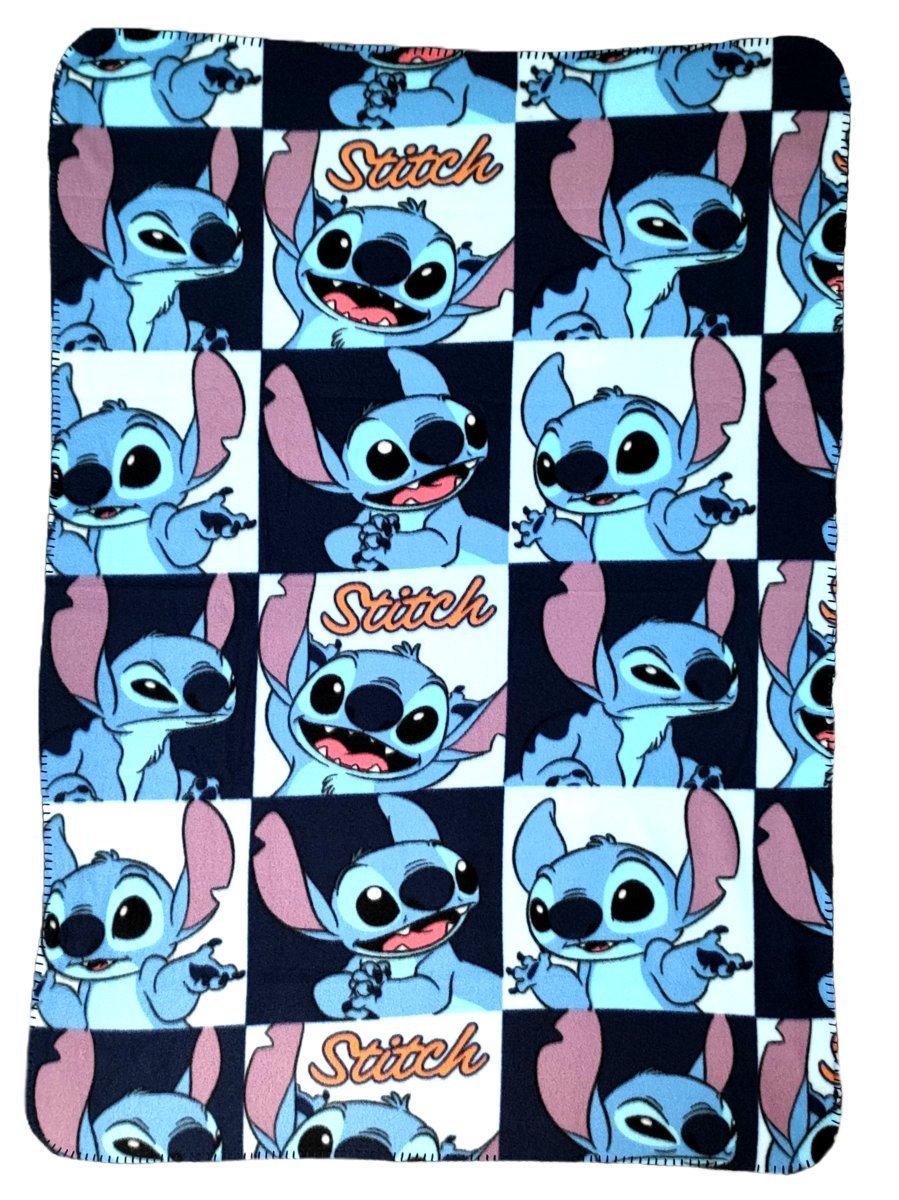 Wielokolorowy miękki kocyk Disney Stitch - szachownica.