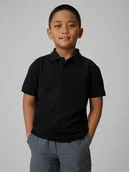 Koszulki dla chłopców - 4F Koszulka polo regular chłopięca - czarna 164 (13-14 lat) - miniaturka - grafika 1