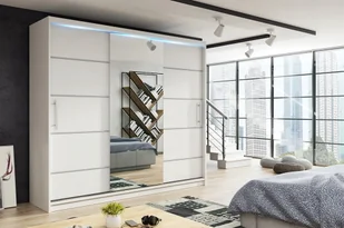 Szafa Rio 250 Cm, Przesuwna 3-Drzwiowa, Środek Lustro, Biała, Sonoma, Opcja Oświetlenia Led, Listwy Ozdobne - Szafy Szafa Rio 250 Cm, Przesuwna 3-Drzwiowa, Środek Lustro, Biała, Sonoma, Opcja Oświetlenia Led, Listwy Ozdobne - Szafy - miniaturka - grafika 1