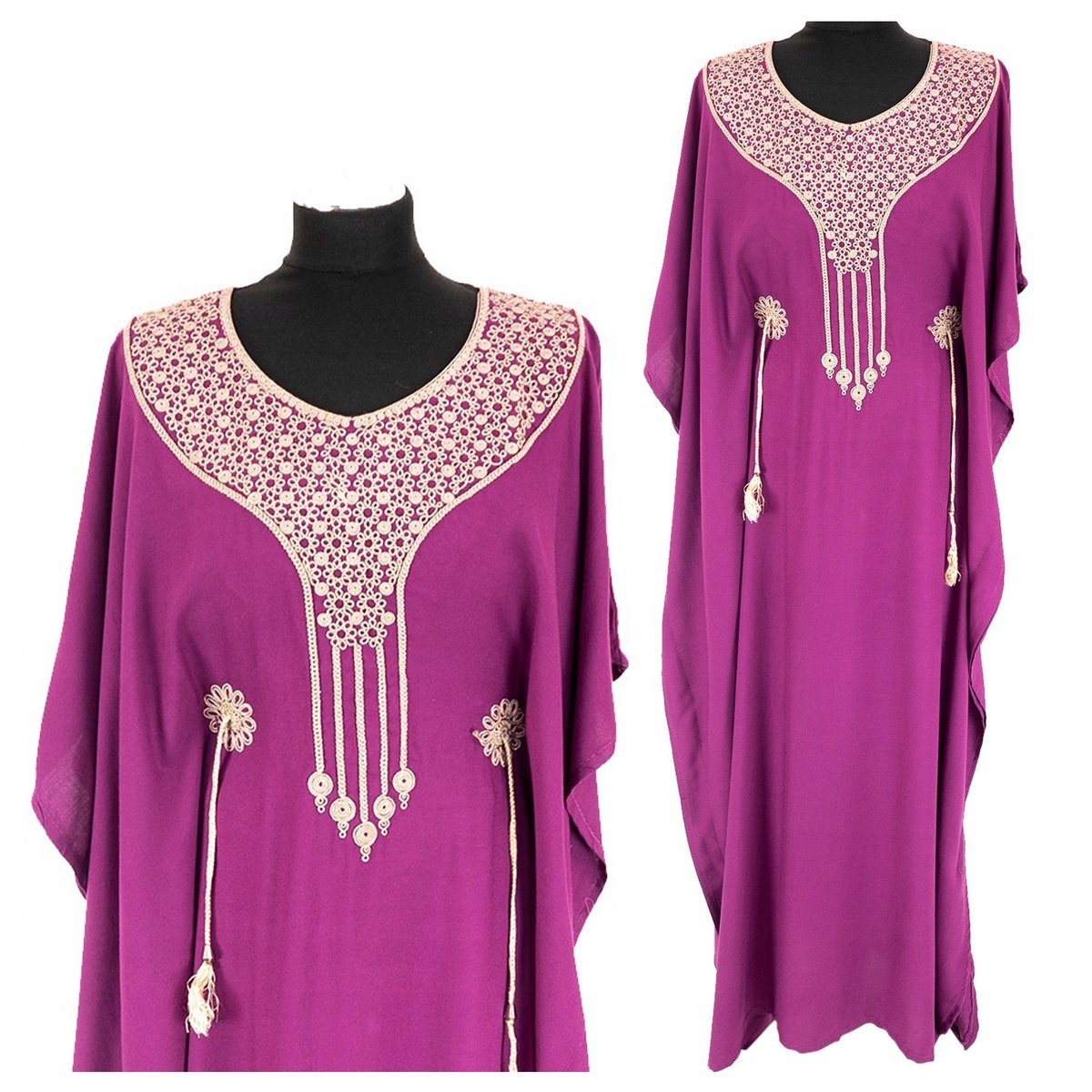 Sukienka Długa Galabija Oryginalna Arabska Z Maroko Orientalna Dżelaba Haft