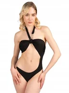 Stroje kąpielowe - GUESS CZARNY JEDNOCZĘŚCIOWY STRÓJ KĄPIELOWY Z OZDOBNYMI KLAMRAMI S I1B - miniaturka - grafika 1