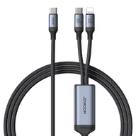 Kable USB - 2w1 Kabel przewód Speedy Series USB-C - USB-C / iPhone Lightning 100W 1.5m czarny - miniaturka - grafika 1