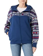 Kurtki damskie - Love Moschino Zippered Hooded in Organic Cotton-Polyester Fleece with Sleeves And Chest Allover Hearts & Penguins Printed. Kurtka damska, BLE RED WHITE, 38 - miniaturka - grafika 1