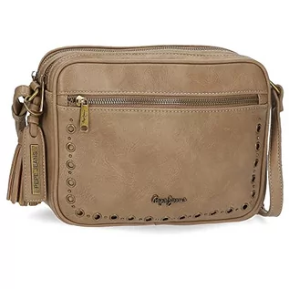 Torebki damskie - Pepe Jeans Camper Torba listonoszka, dwie przegródki, beżowa, 24 x 16 x 9 cm, beżowa, 24 x 16 x 9 cm, BEŻOWY, Torba na ramię z dwoma przegródkami - grafika 1