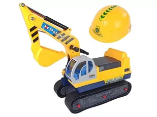 LEANToys Duża Koparka Jeździk Koparka Budowa Kask Żółty 9270 - Jeździki dla dzieci - miniaturka - grafika 1